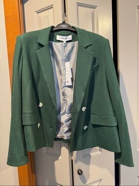 NWT Size 16 Veronica Beard Forest Green Double-Breasted Cropped Blazer